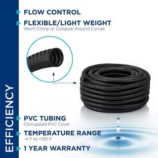 Alpine Corporation 2 in. I.D. x 50 ft. Multi-Use Pond Black Kink Free Corrugated Non-Kink Flexible PVC Tubing KFH200-50