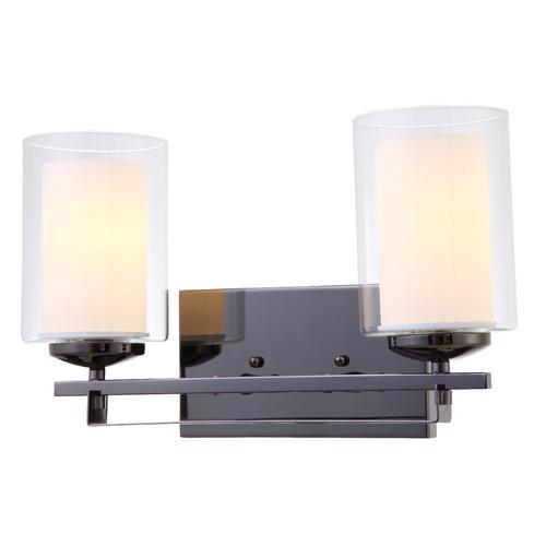 Hardware House El Dorado 2-Light Vanity and Wall Fixture with Satin Nickel Finish and Clear and Frosted Glass Shades