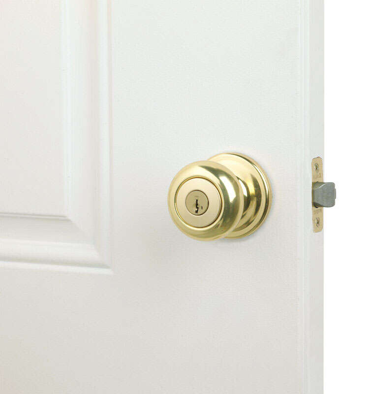 Kwikset SmartKey Juno Polished Brass Entry Lockset KW1 1-3/4 in.