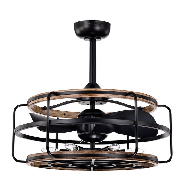 Amable 26 Inch Farmhouse and Industrial Style Matte Black Finish Lighted Ceiling Fandelier with Remote Shopping - The Best Deals on Ceiling Fans | 39465765