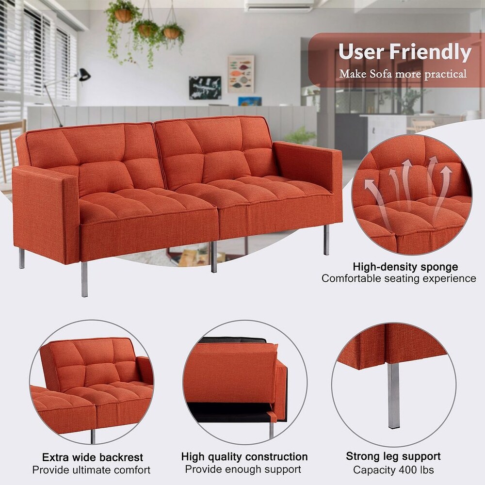 74.8'' Sofa Bed  Convertible Sleeper Couch with Pillows  Foldable Loveseat Furniture for Living Room