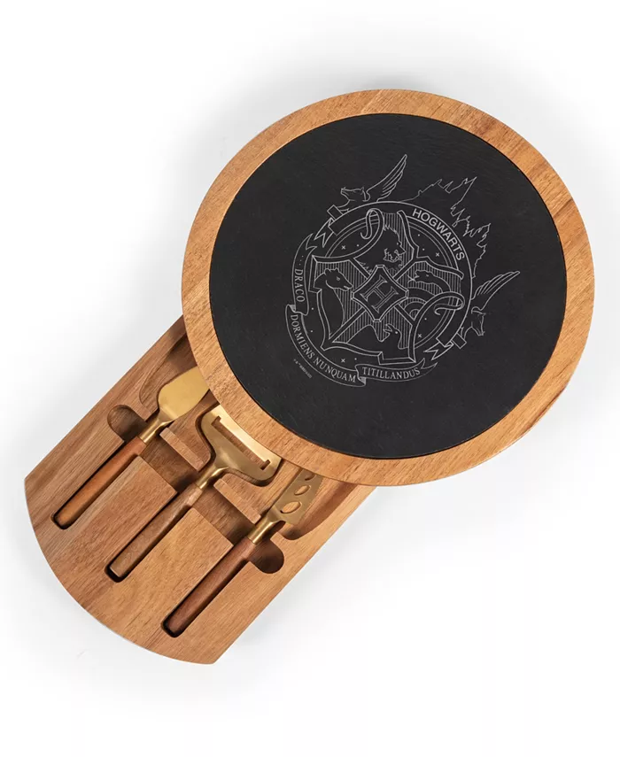 Toscana Harry Potter Hogwarts Insignia Acacia and Slate Charcuterie Board with Cheese Tools