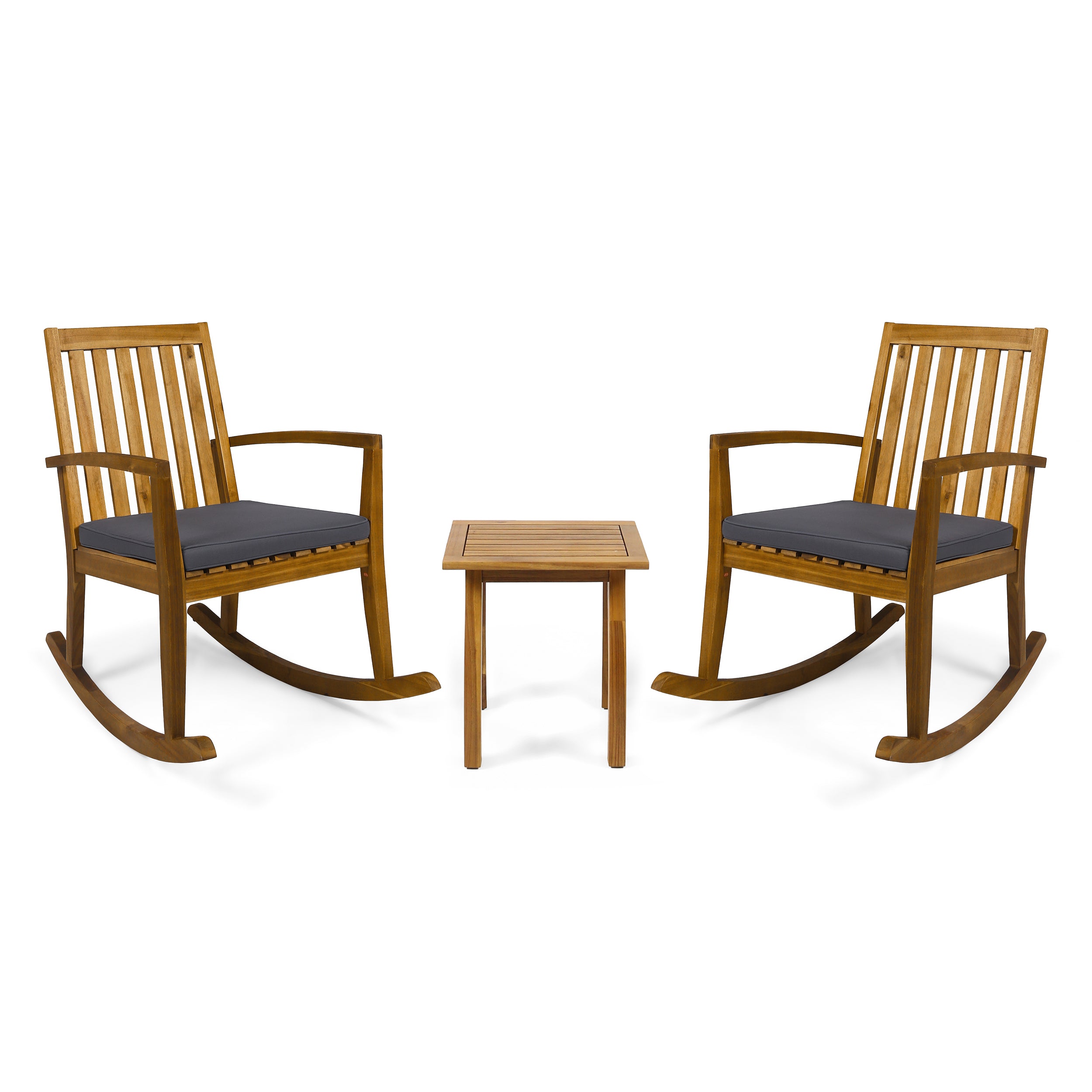 Yvonne Outdoor Acacia Wood Rocking Chair Chat Set