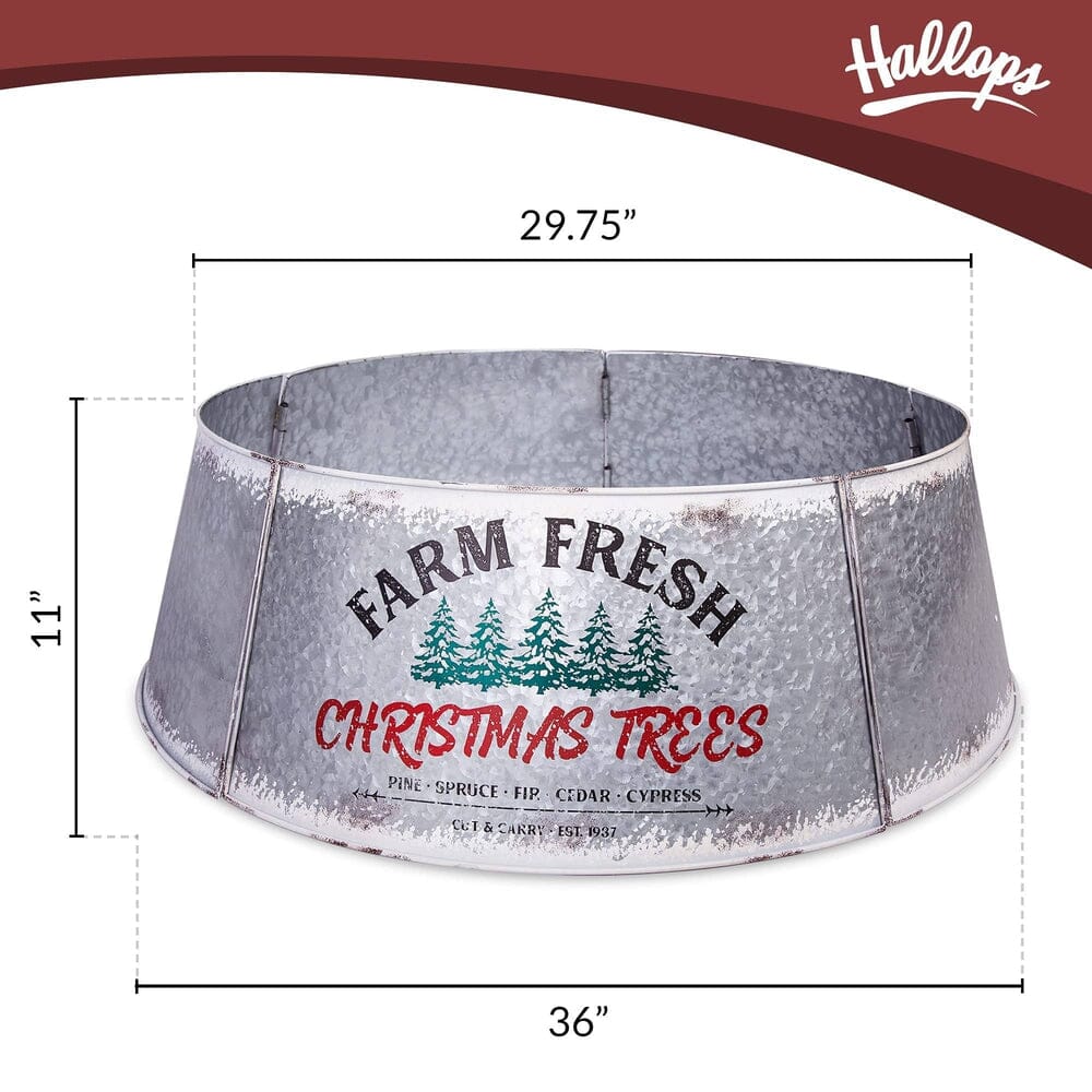 Galvanized Tree Collar - Large To Small Christmas Tree. Adjustable Metal Skirt