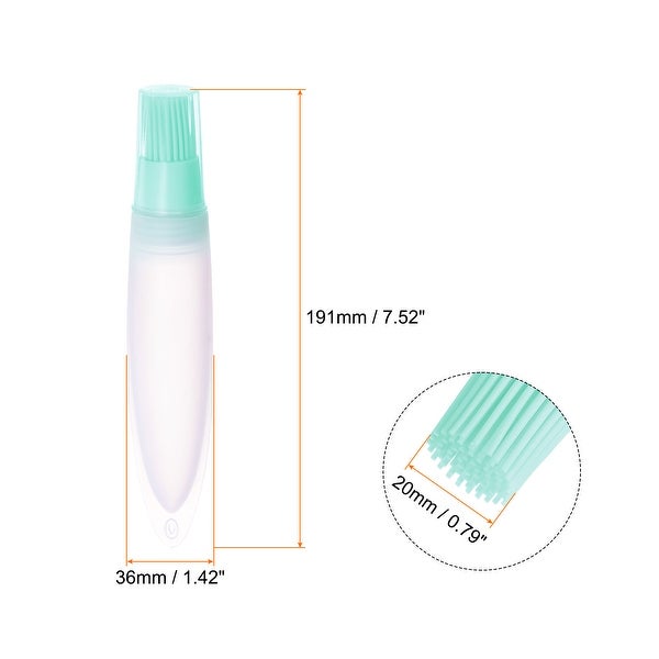 2pcs Silicone Oil Bottle Brush Tip Tail with Cap for BBQ Cooking Baking， Cyan