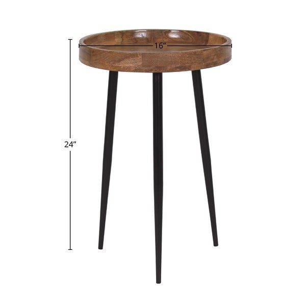 Chariz Mango Wood Bowl Side Table With Iron Legs