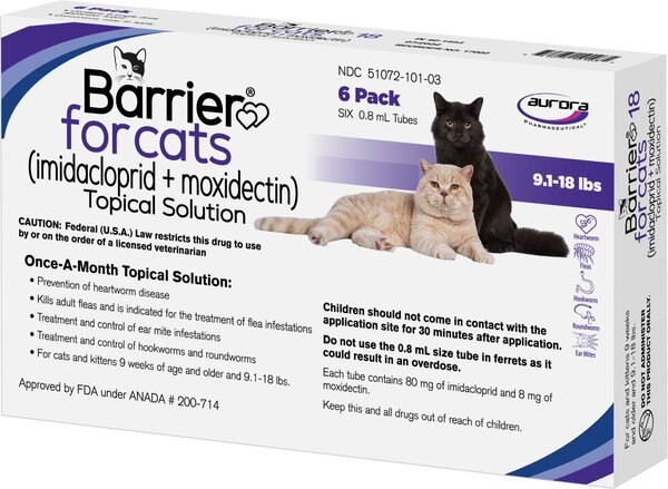 Barrier Topical Solution for Cats， 9.1-18 lbs