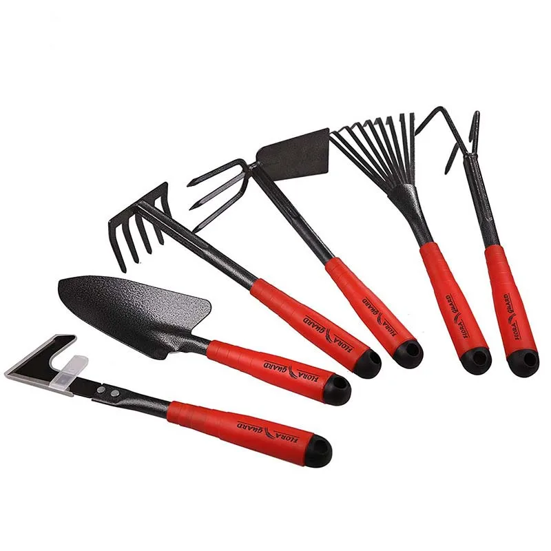 Wholesales 2023 New Garden Supplies Hand Weeding Tool 6pcs Set Shovel Rake Sickle Double Head Hoe For Women Men Gardener Growers