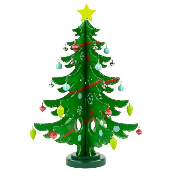 3D Wooden Christmas Tree with Ornaments Decoration