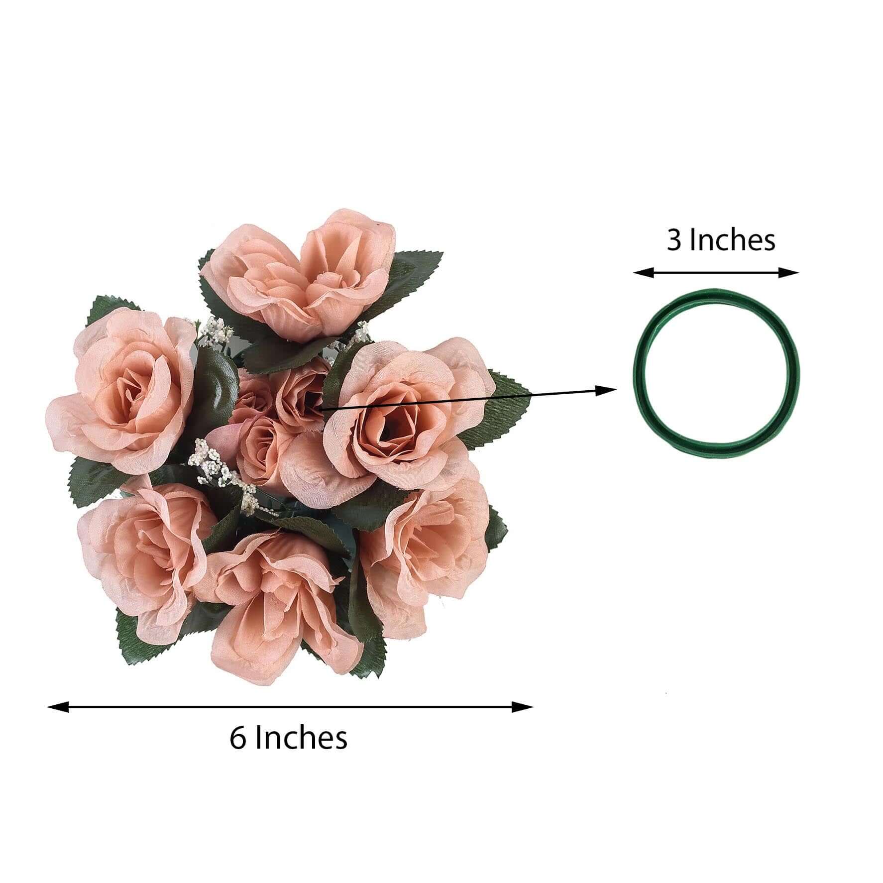 4 Pack Dusty Rose Artificial Silk Rose Flower Candle Ring Wreaths 3