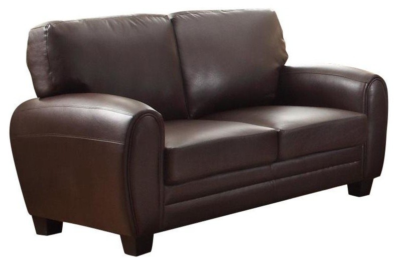 2 Piece Rainier Casual Set Love Seat and Chair  Dark Brown Leather   Transitional   Living Room Furniture Sets   by AMOC  Houzz