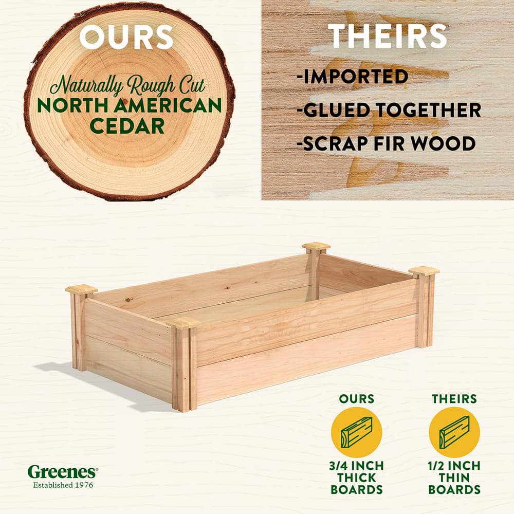 Greenes Fence 2 ft. x 4 ft. x 11 in. Premium Cedar Raised Garden Bed RC244812P