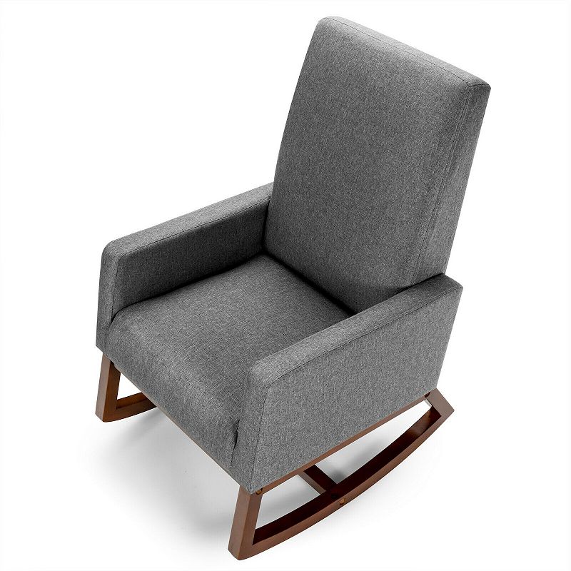 Rocking High Back Upholstered Lounge Armchair with Side Pocket