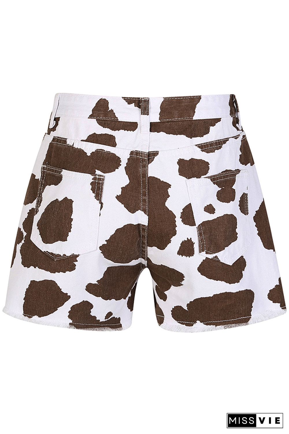 Cow Print High Waist Denim Shorts