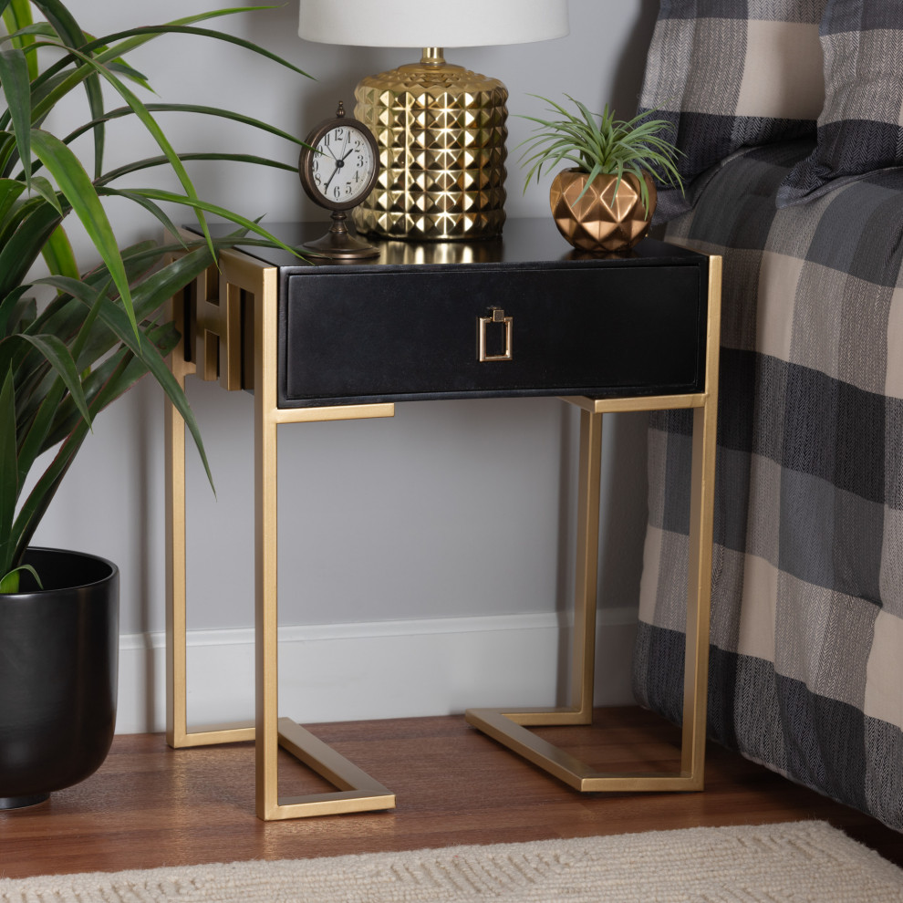 Blenda Black and Gold End Table   Contemporary   Side Tables And End Tables   by Baxton Studio  Houzz