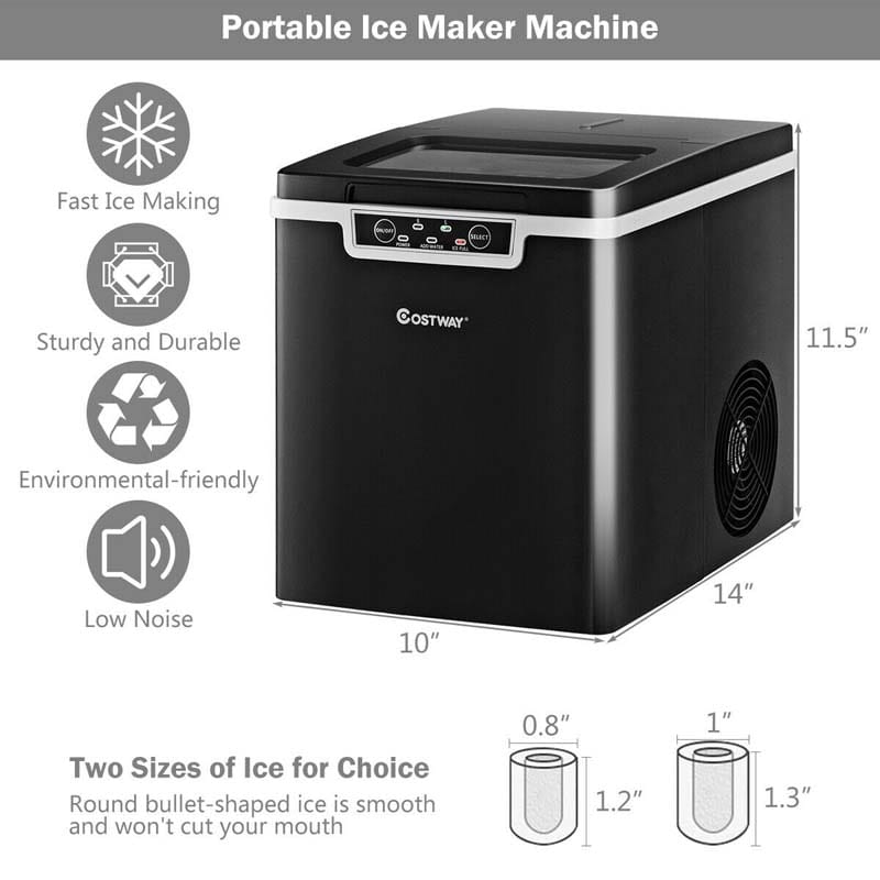 26LBS/24H Portable Ice Maker Countertop Ice Making Machine with Ice Scoop & Removable Basket