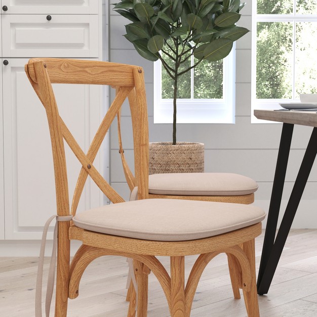 Merrick Lane Stackable Wooden Cross Back Bistro Dining Chair With Cushion