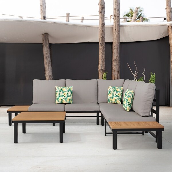 Outdoor Patio Furniture LShaped 4Piece Sectional Sofa Set