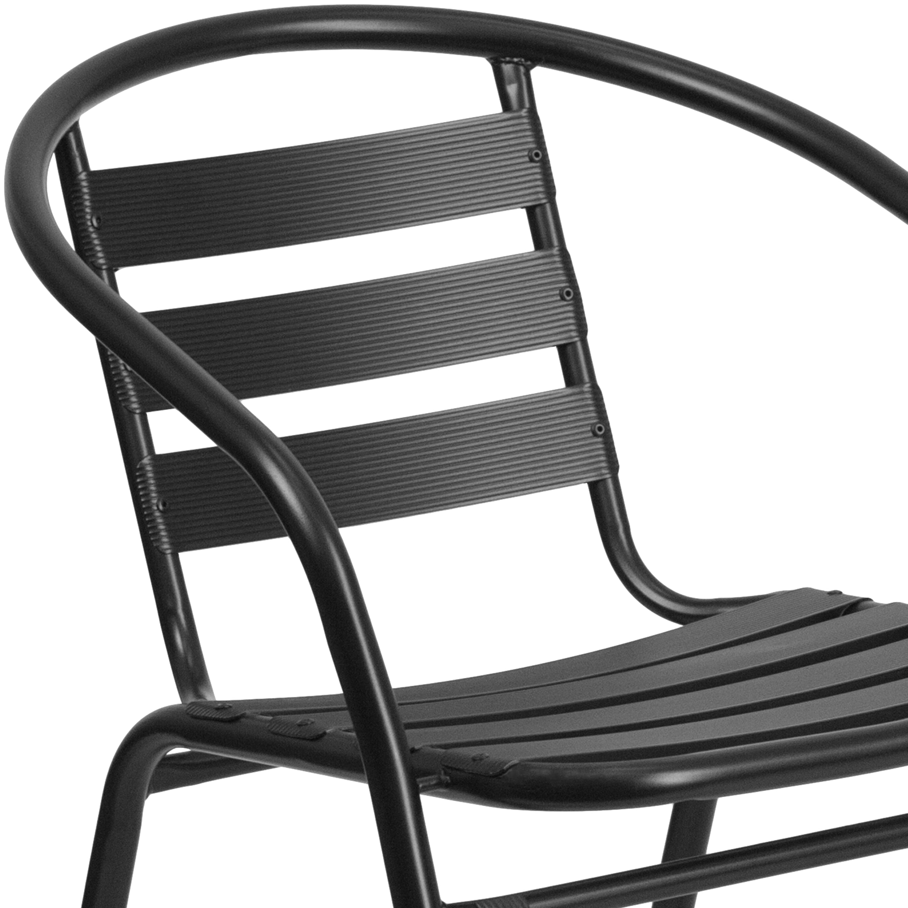 Flash Furniture 4 Pack Black Metal Restaurant Stack Chair with Aluminum Slats