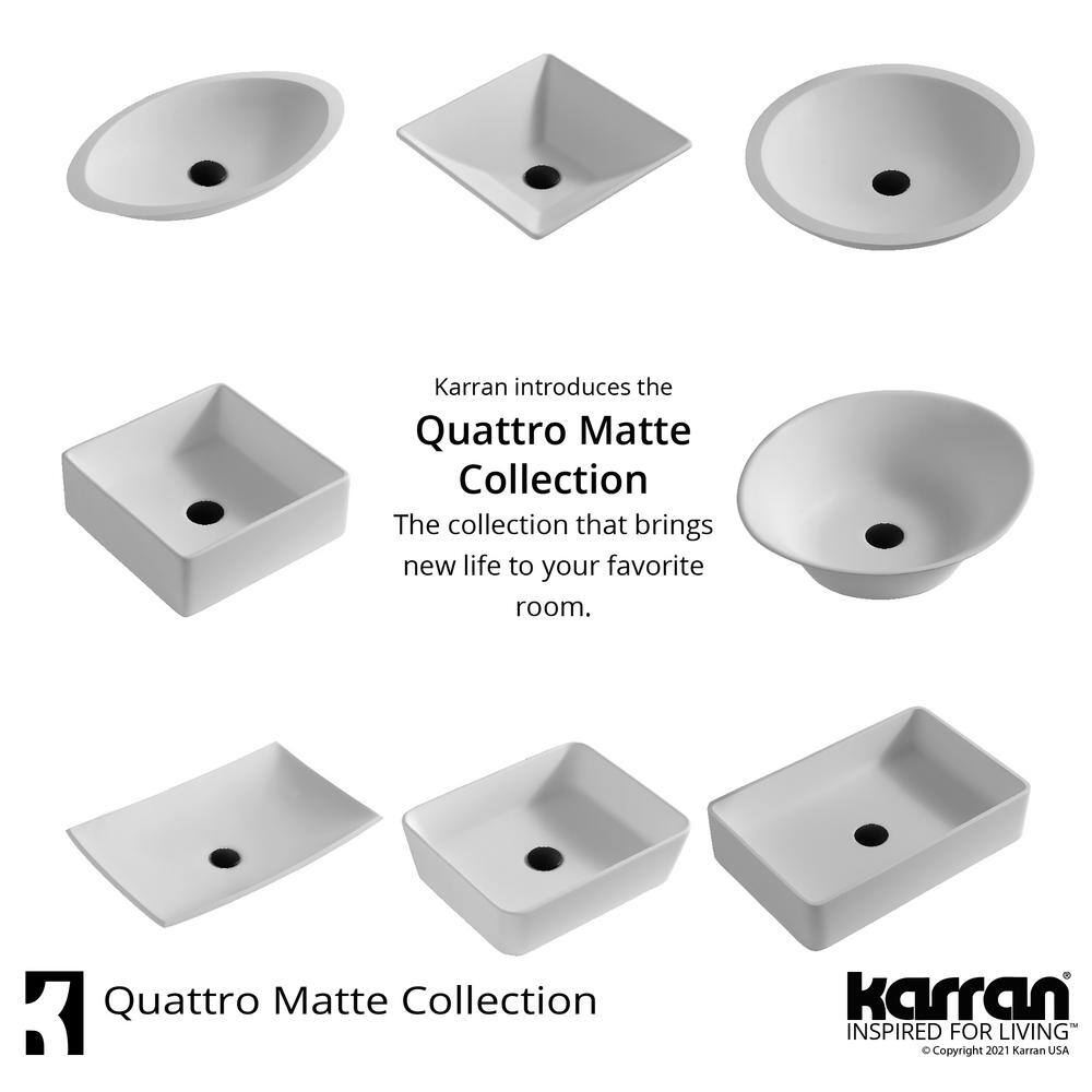 Karran Quattro 21 in. Matte White Acrylic Rectangular Vessel Sink QM176WH