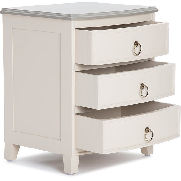 Finch Charleston End Table Nightstand with Drawers， Cream White/Gray