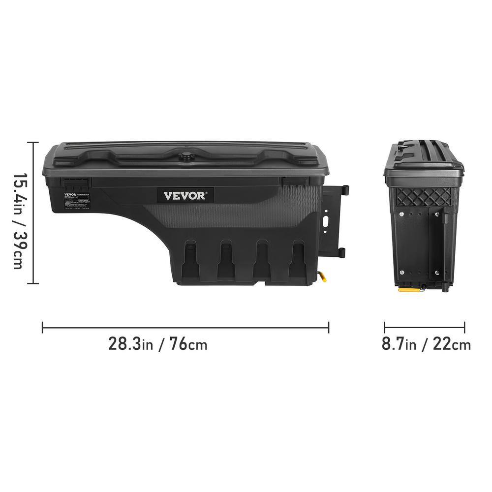 VEVOR 28 in. ABS Truck Bed Storage Box 6.6 Gal. Passenger Side Truck Tool Box with Password Padlock for Tundra 2007-2021Black KTOYOTATUNDRALH6JV0