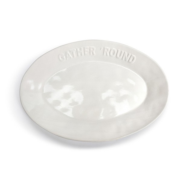 Demdaco White Gather x27 round Platter