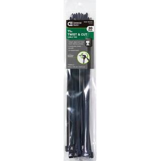 Commercial Electric 11 in. Twist and Cut Cable Tie Black (20-Pack) GTSC-280STUV (20)