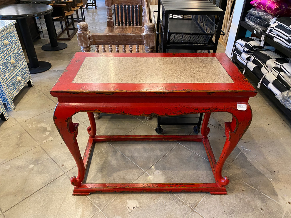 Consigned Mongolian Red Serving Console   Farmhouse   Console Tables   by Design Mix Furniture  Houzz