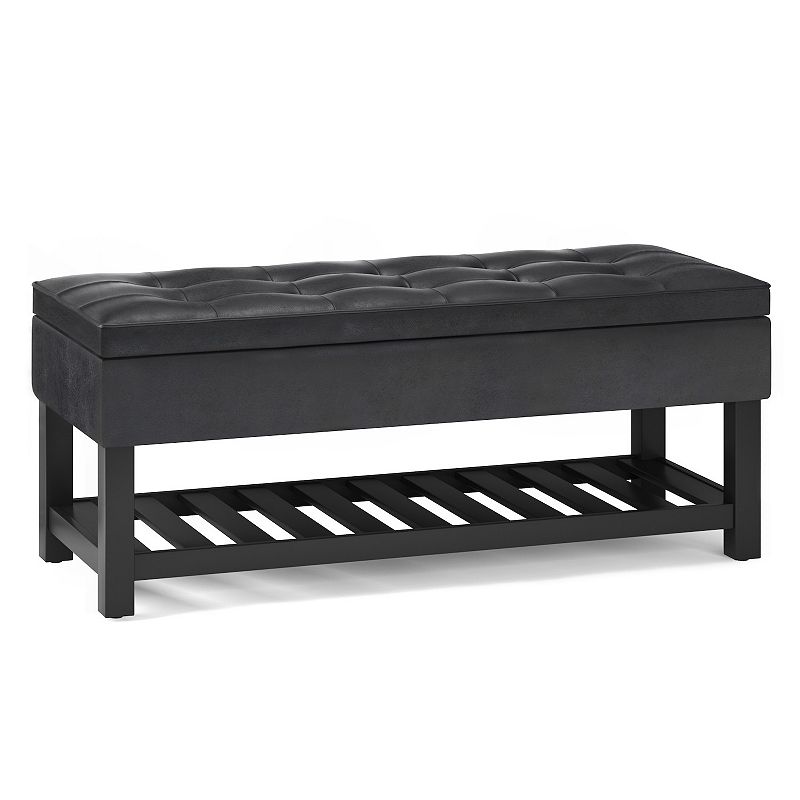 Simpli Home Cosmopolitan Storage Ottoman Bench with Open Bottom