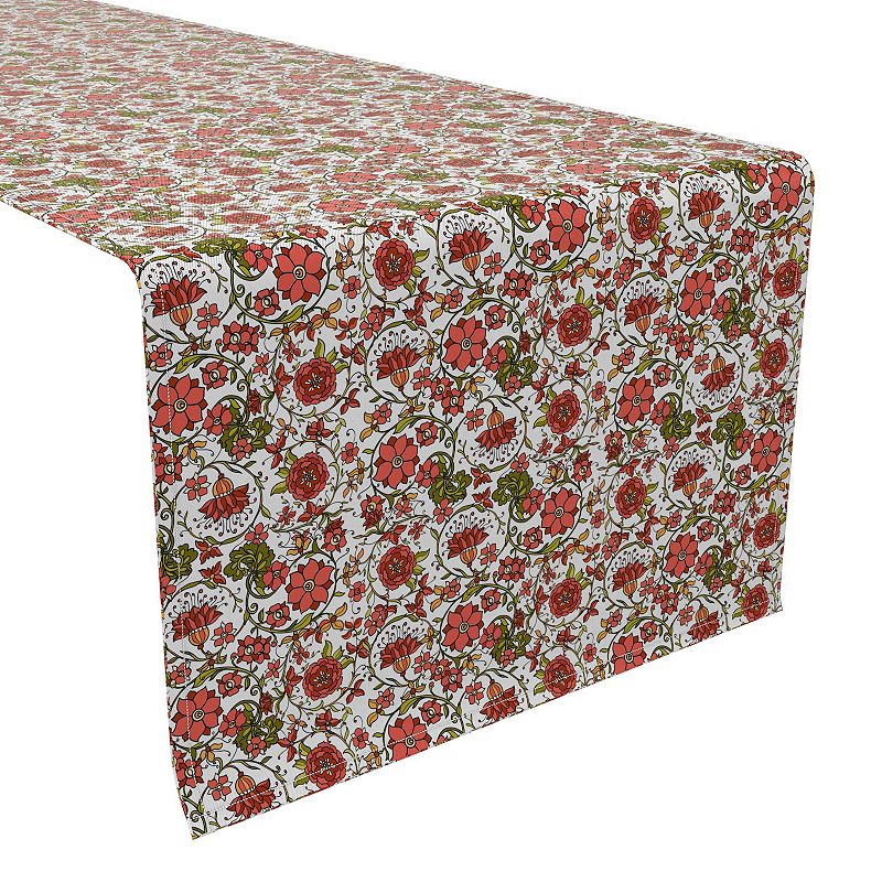 Table Runner， 100% Cotton， 16x90， Floral 28