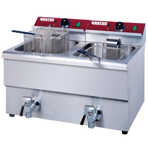 Kratos 29Y-016 Commercial Electric Countertop Fryer， 30 lb. Capacity， 208/240V， 7000W， 2 Baskets