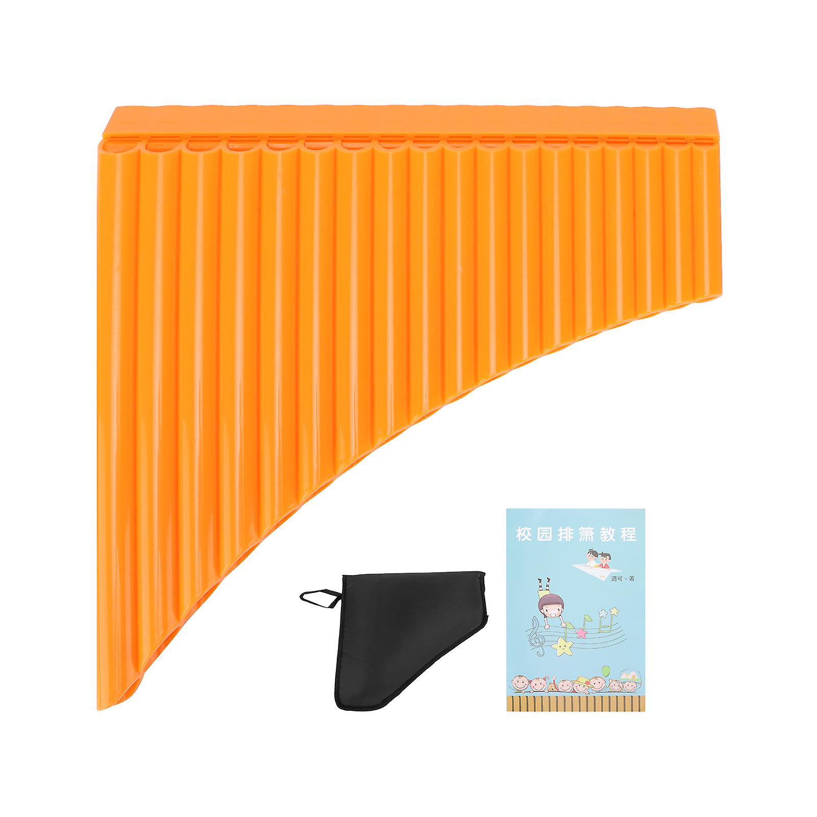 Pan Flute C Key With Cardboard Carrying Bag For Children Adults Beginners Teaching Staff Orange 18 Pipes