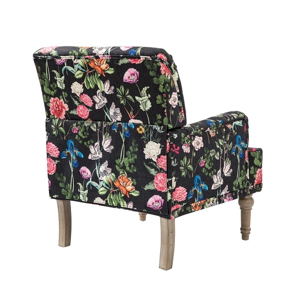 Geltrude Traditional Floral Fabric Design Upholstered Accent Armchair with Nailhead Trim Set of 2 by HULALA HOME