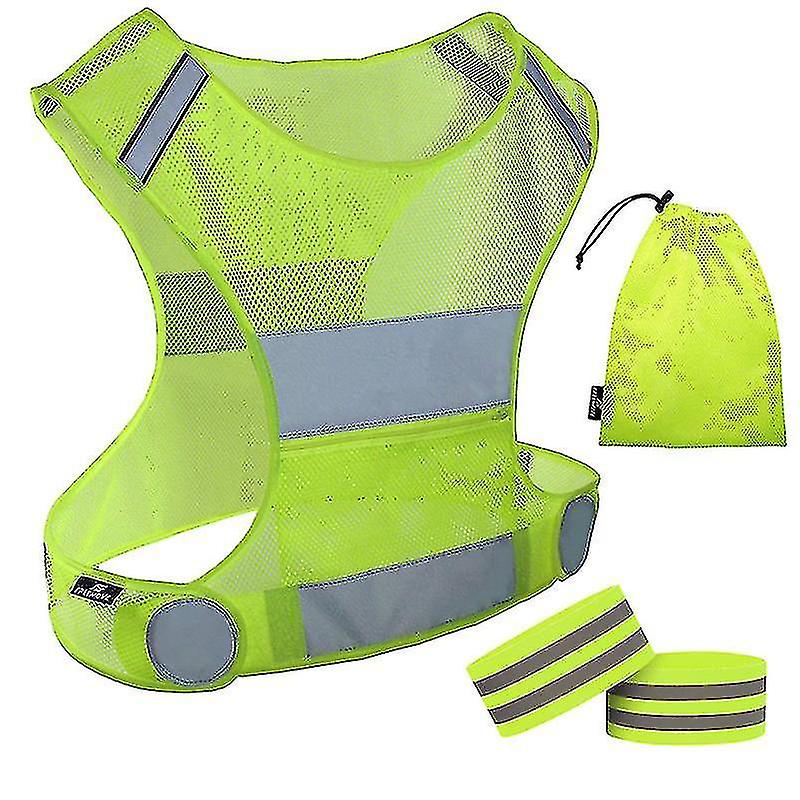 1 Set Useful Reflective Vest Durable Running Vest Portable Reflective Vest Set With Wrist Strap (yellow)