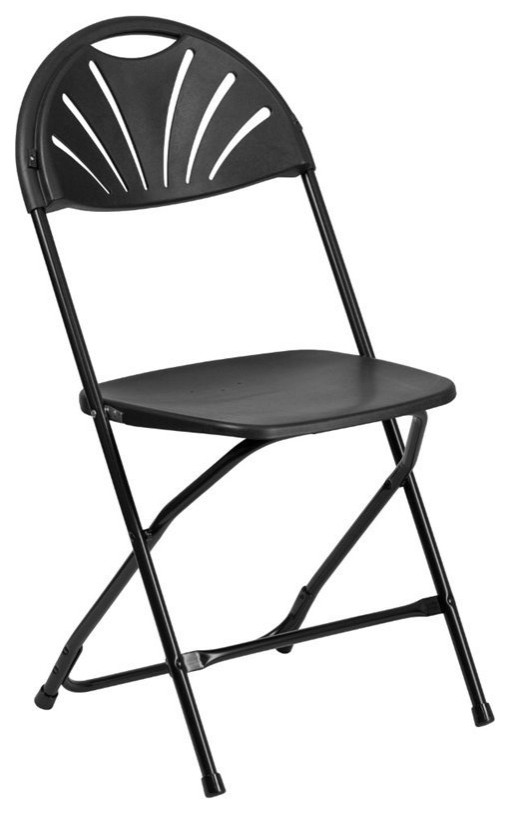 Flash Furniture Hercules Plastic Fan Back Folding Chair in Black   Contemporary   Folding Chairs And Stools   by Homesquare  Houzz