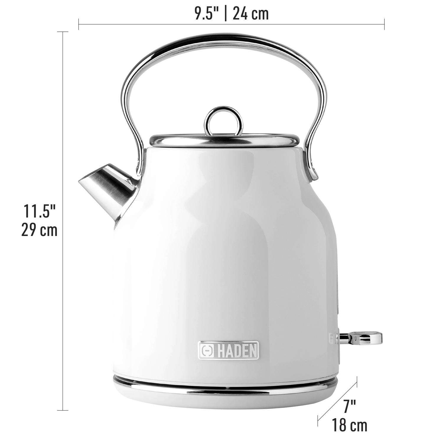 Haden Heritage Ivory Traditional Stainless Steel 1.7 L Electric Tea Kettle