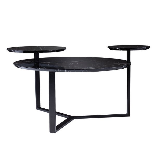 SEI Furniture Saxton Contemporary Black Stone Coffee Table