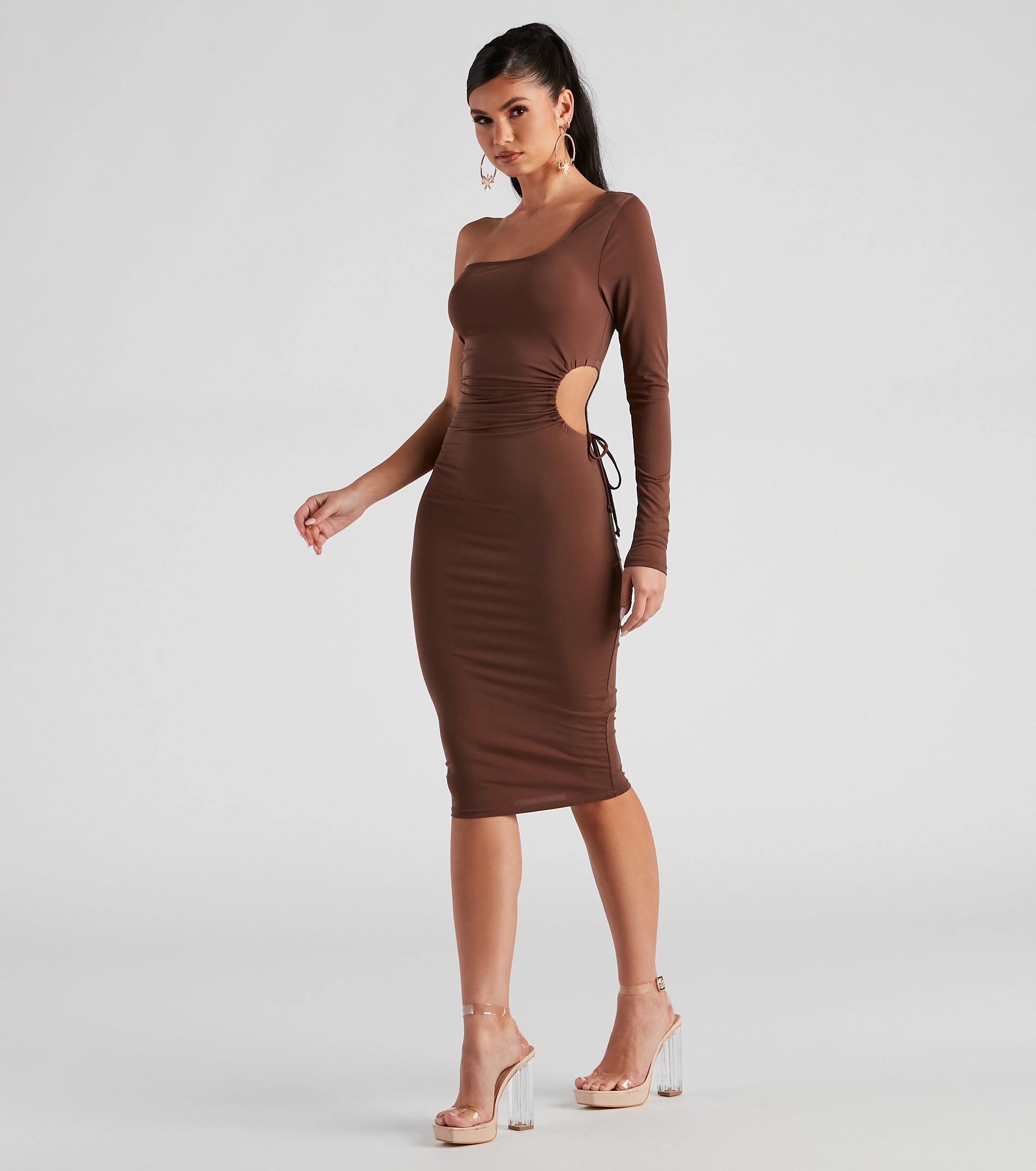 Draw Attention One-Shoulder Midi Dress