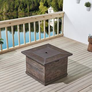 Hampton Bay Peyton 35 in. W x 24 in. H Square MGO Liquid Propane Fire Pit in Distressed Brown Peyton 35B 1 PC