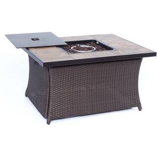 Cambridge 36 in. 40000 BTU Woven Fire Pit Coffee Table with Porcelain Tile Top WOVENFP1PC-TILE