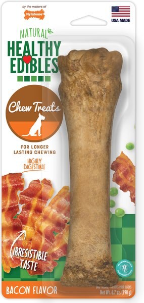 Nylabone Healthy Edibles All-Natural Long Lasting Bacon Flavor Chews Dog Treats， 1 count， X-Large/Souper