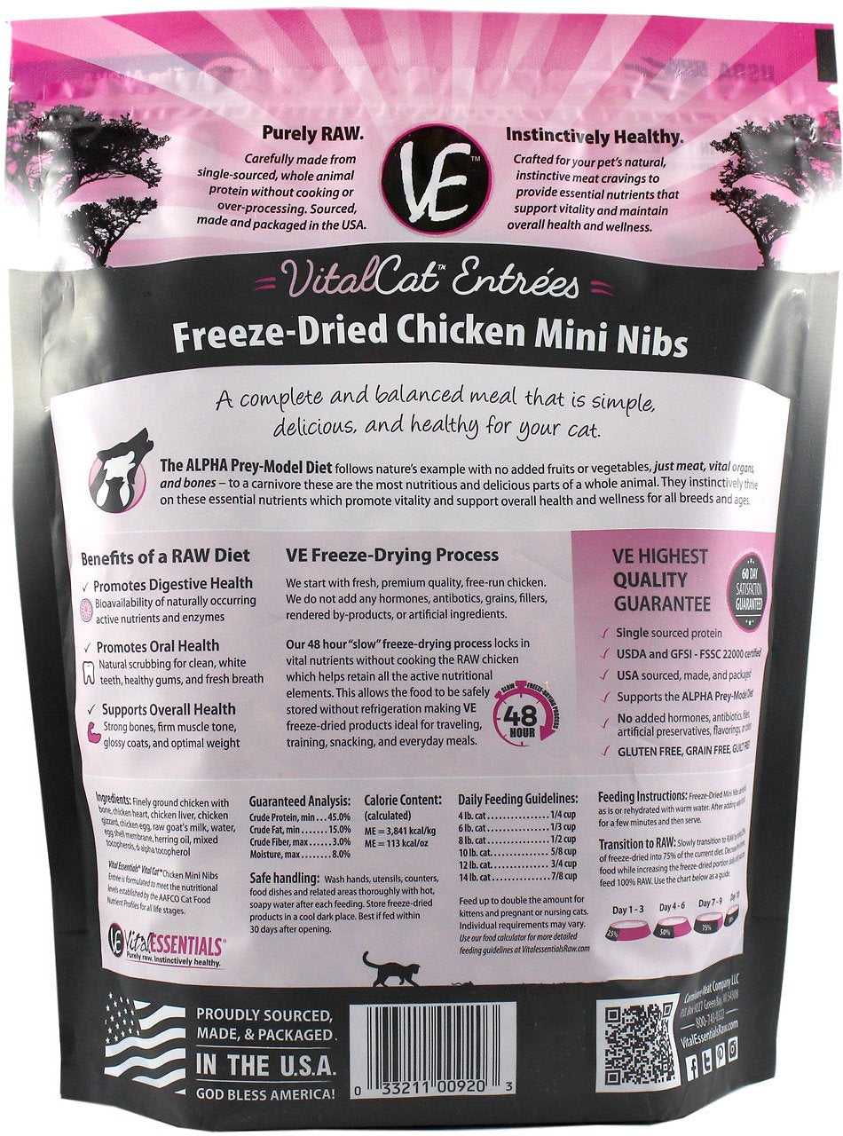 Vital Essentials Chicken Mini Nibs Grain Free Freeze Dried Raw Cat Foo