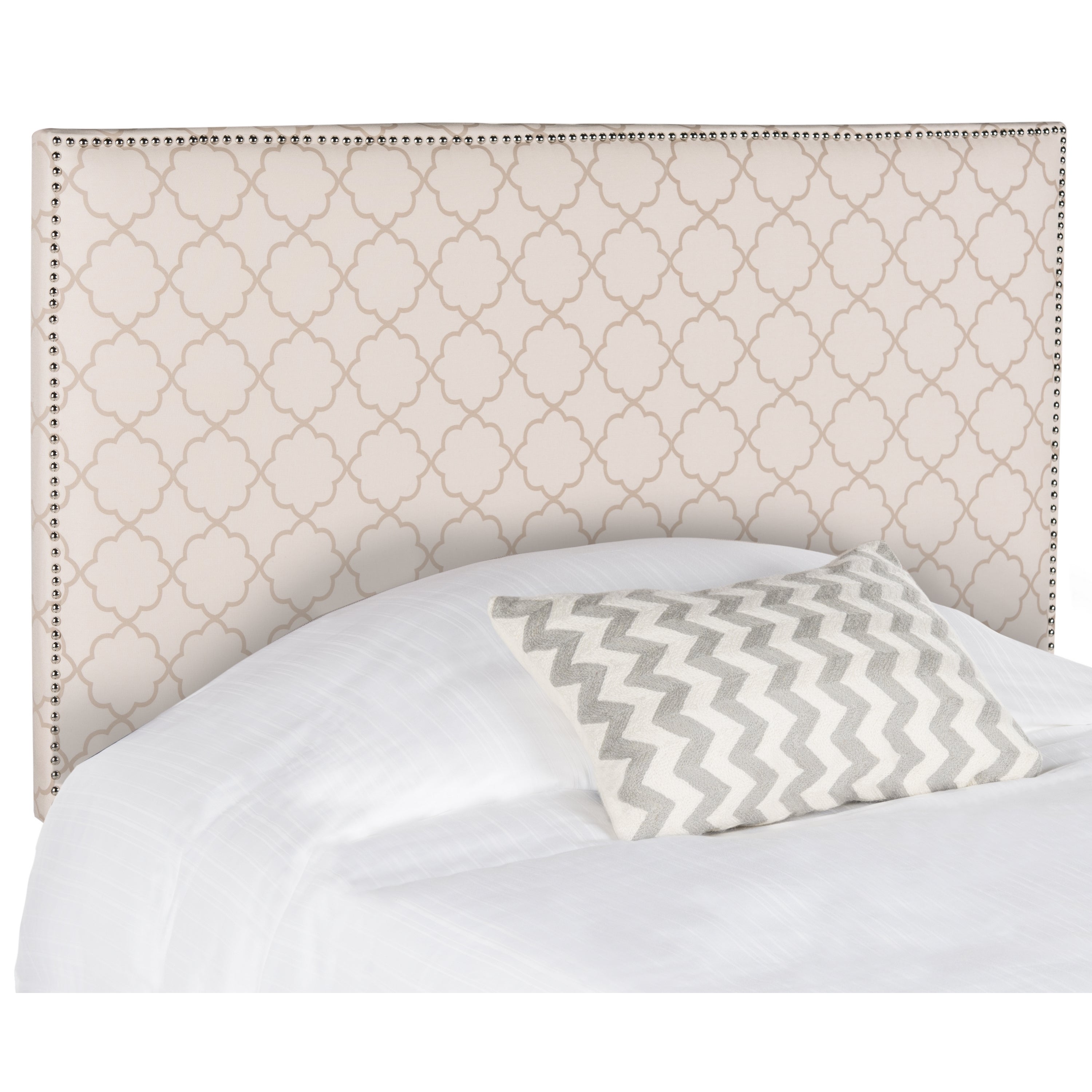 SAFAVIEH Sydney Pale Pink/ Beige Upholstered Headboard - Silver Nailhead (Full) - - 10329175