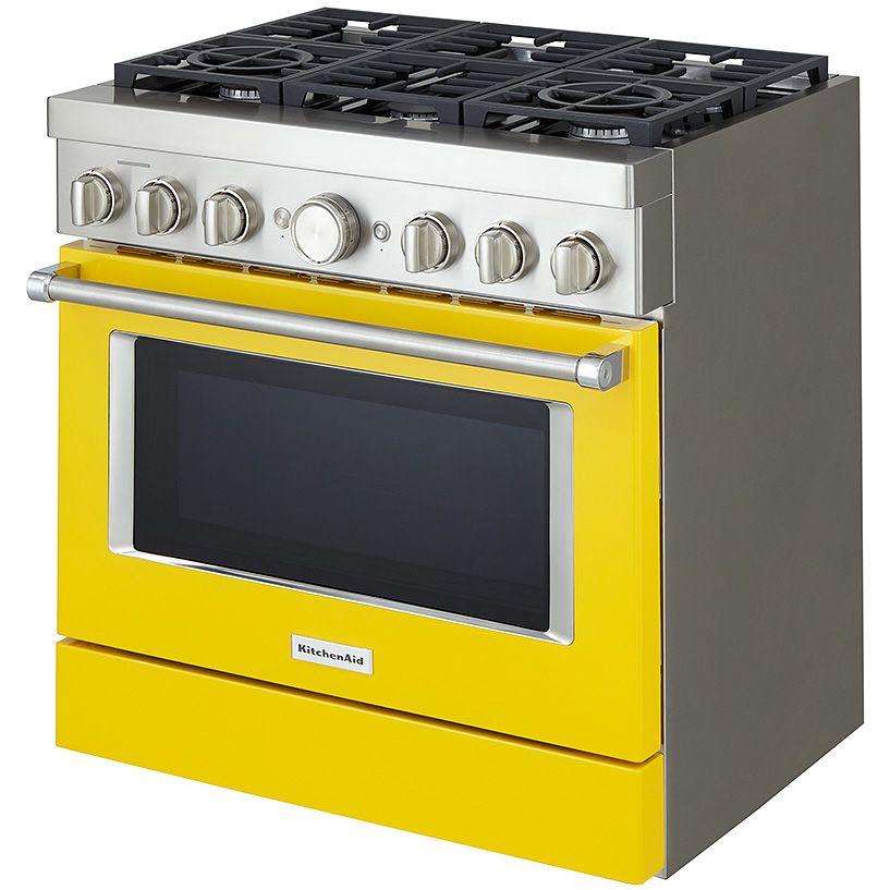 KitchenAid 36-inch Freestanding Gas Range with Even-Heat? True Convection KFGC506JYP