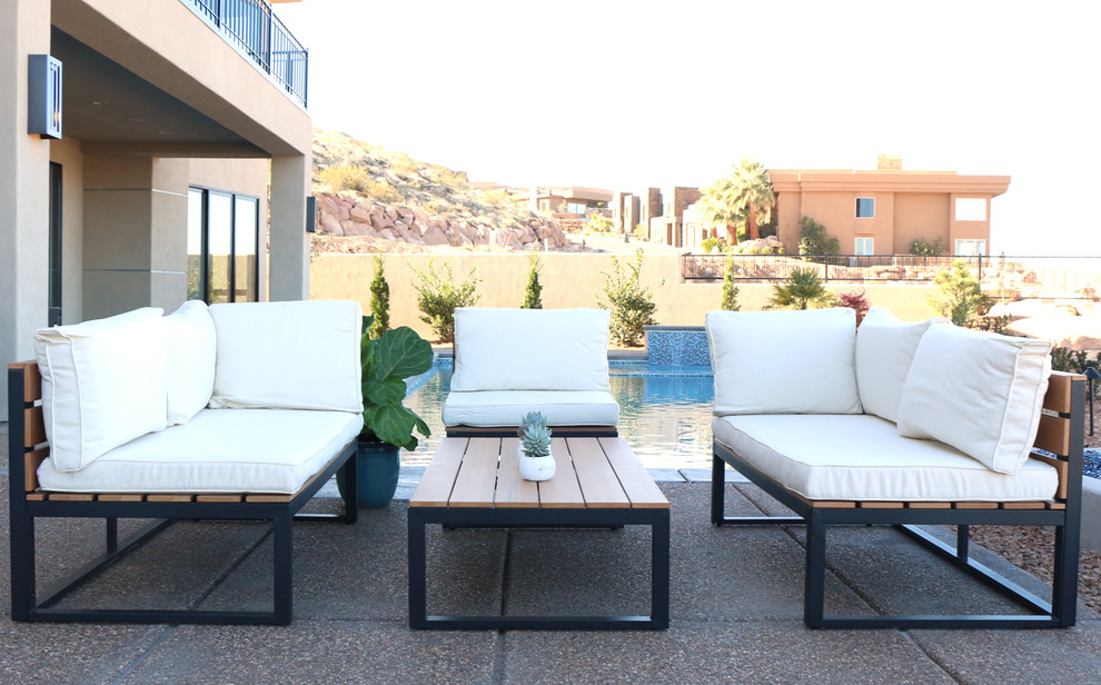 4 Piece  Weather Patio Conversation Set   Transitional   Outdoor Lounge Sets   by Shop Chimney  Houzz