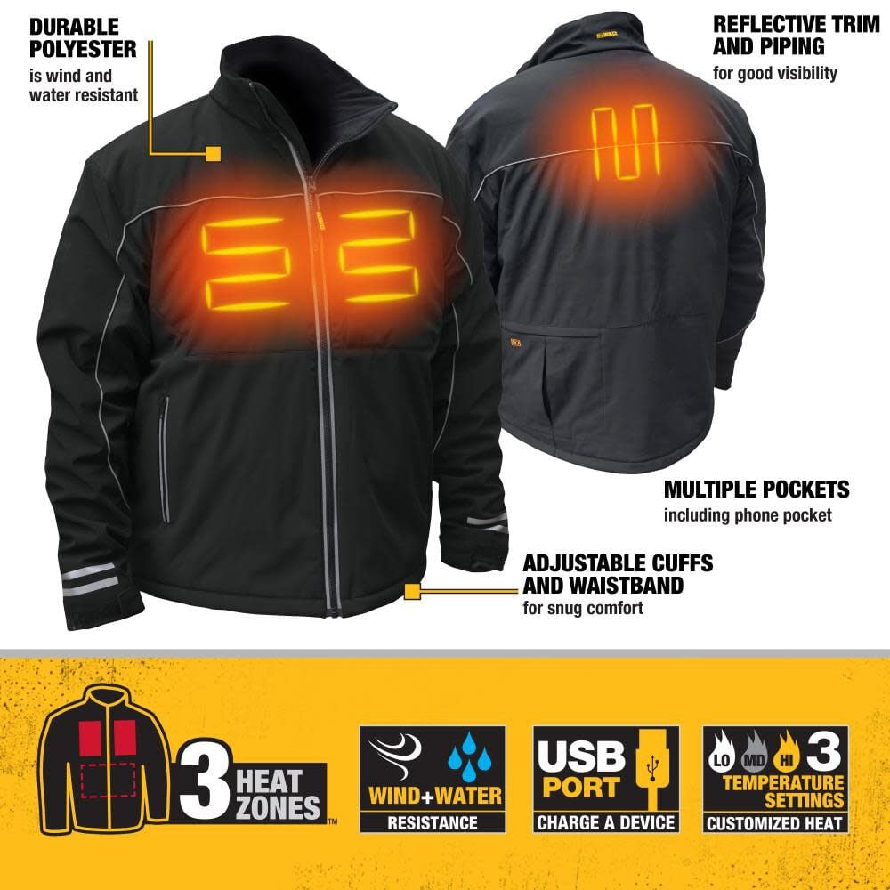 DW Heated Kit Jacket Black Soft Shell 3X DCHJ072D1-3X from DW