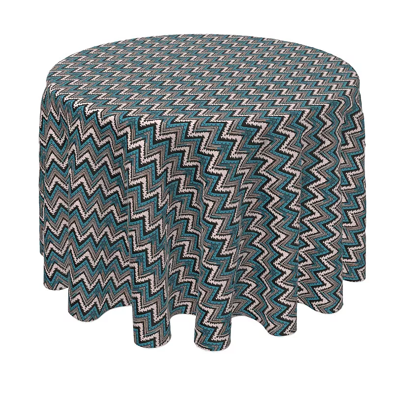 Round Tablecloth， 100% Polyester， 90 Round， Patterned Chevron