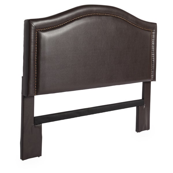 Abbyson Raleigh Nail Head Trim Dark Brown Leather Headboard - - 9834029