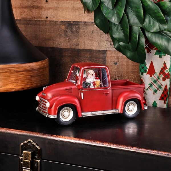 11 LED Battery Operated Timer Santa In Truck Water Globe